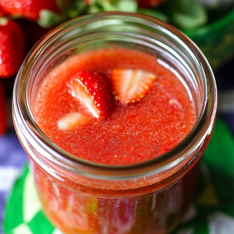 Strawberry vinaigrette recipe in glass jar with strawberries