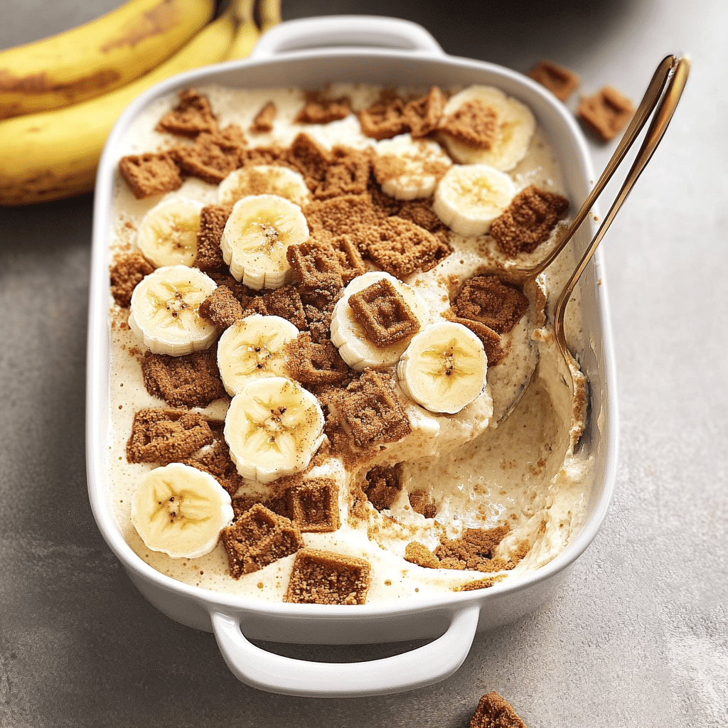 biscoff banana pudding in serving dish