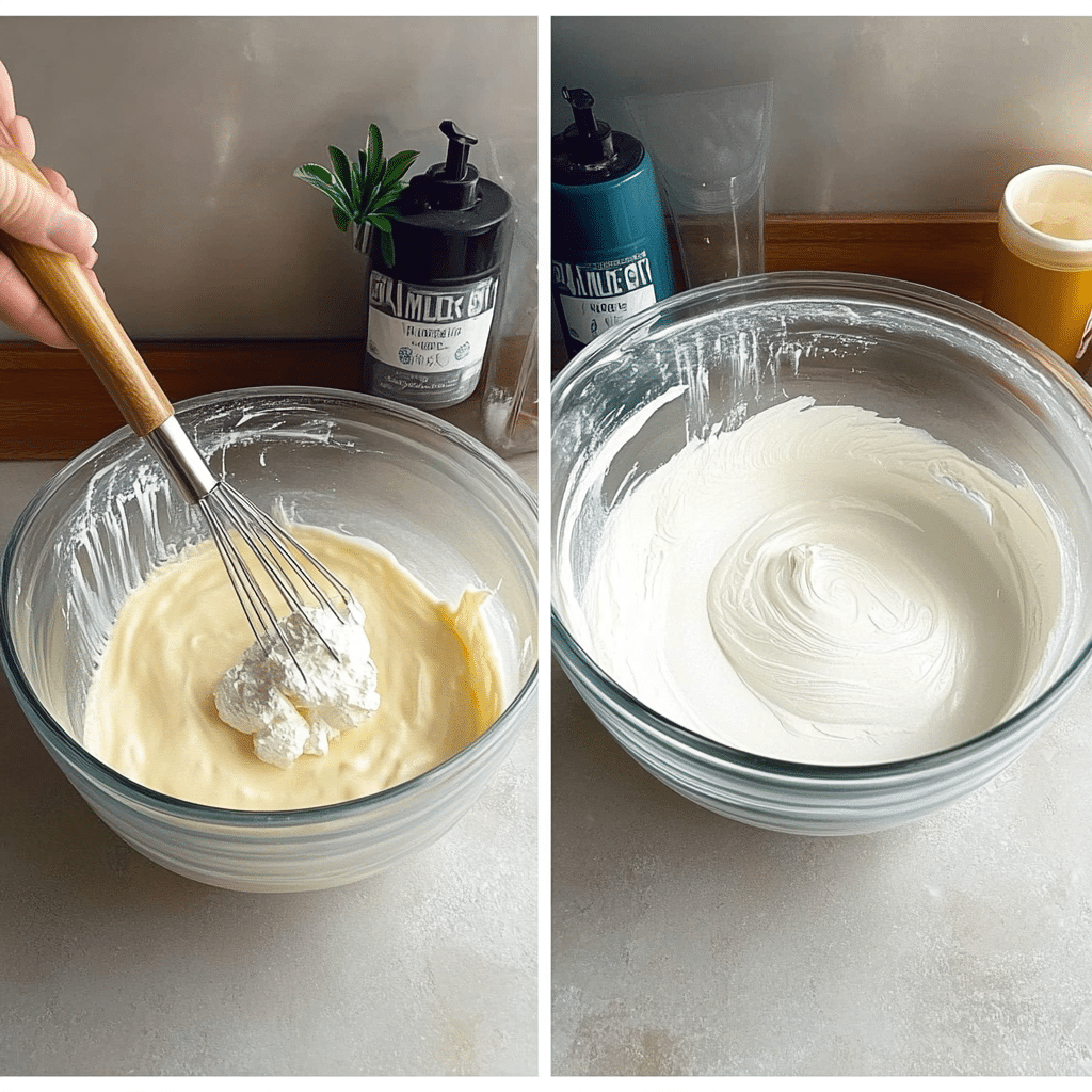 mixing biscoff banana pudding filling
