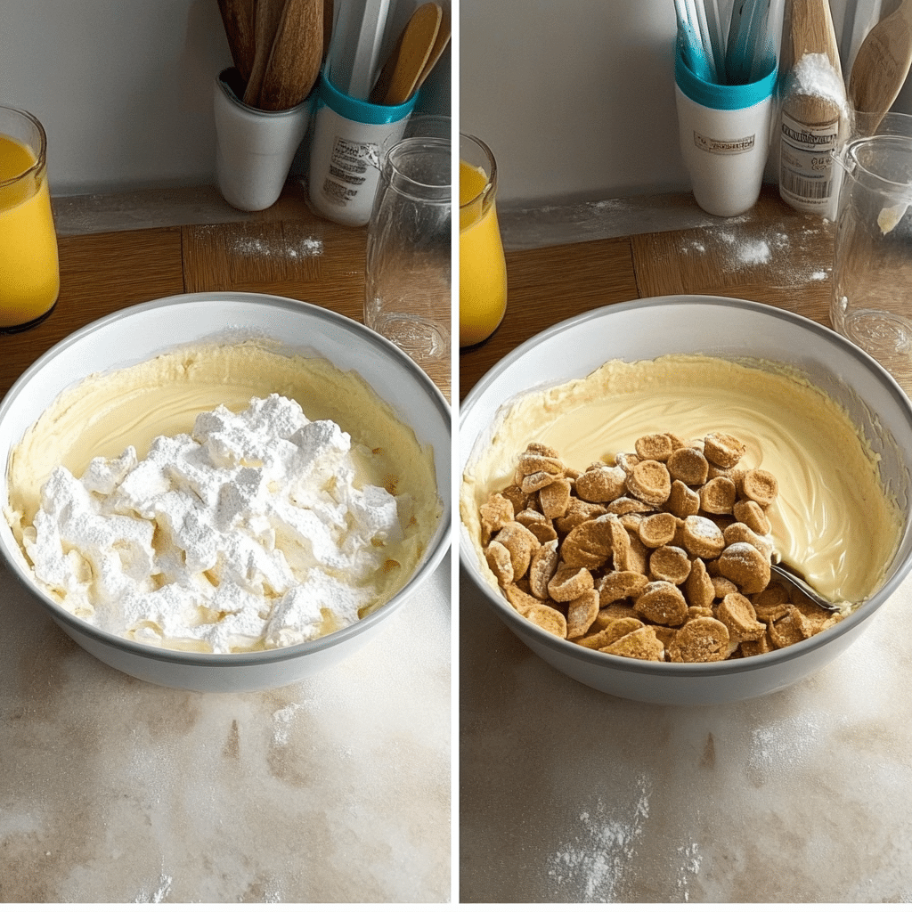 scooping biscoff banana pudding