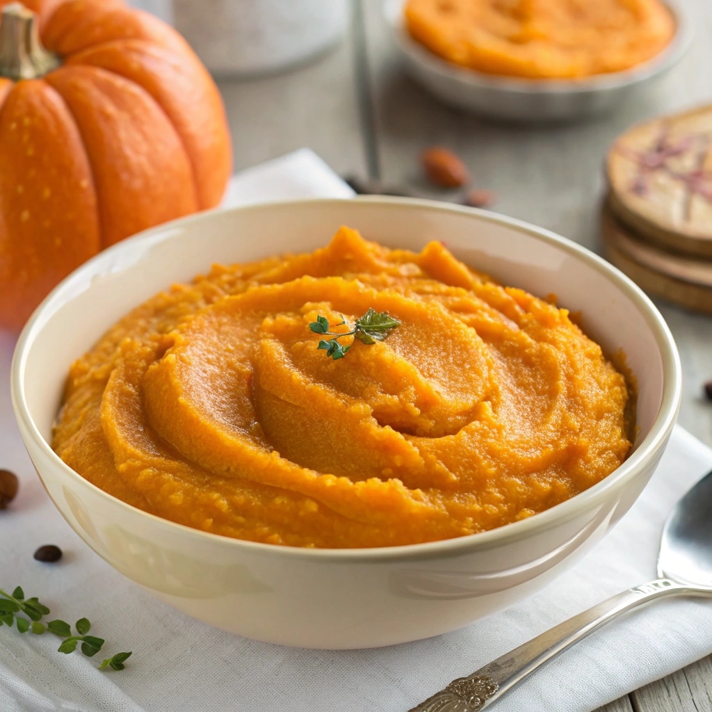 A side-by-side photo of two cans from a grocery store shelf: one labeled "100% Pure Pumpkin" and the other labeled "Pumpkin Pie Filling" or "Easy Pumpkin Pie Mix," highlighting the difference between the two products.